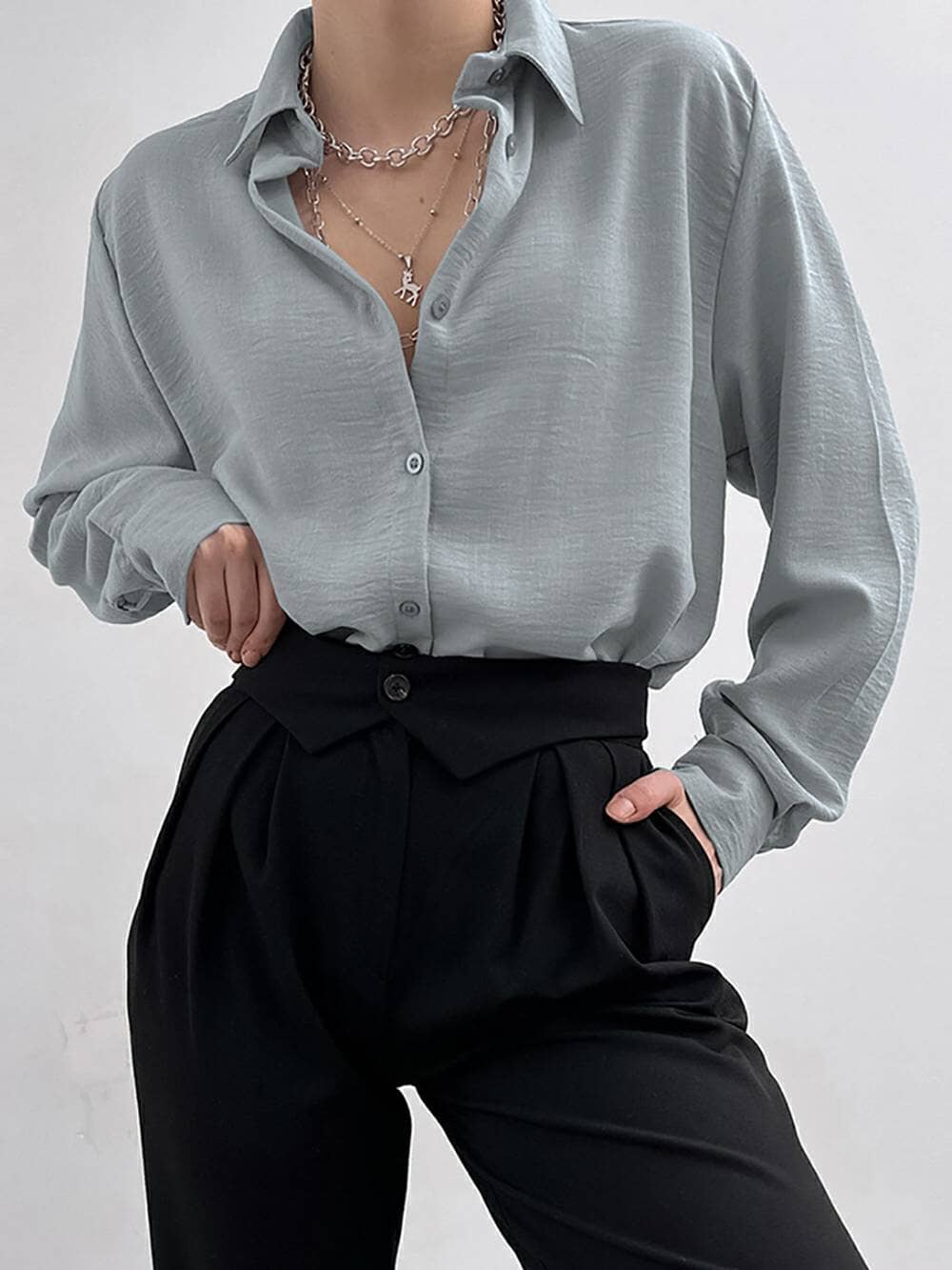 Nyla™ - Draped Collar Casual Cardigan