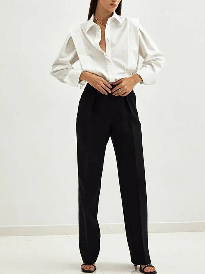 Navy™ - Long Sleeve Top with Pleat Details