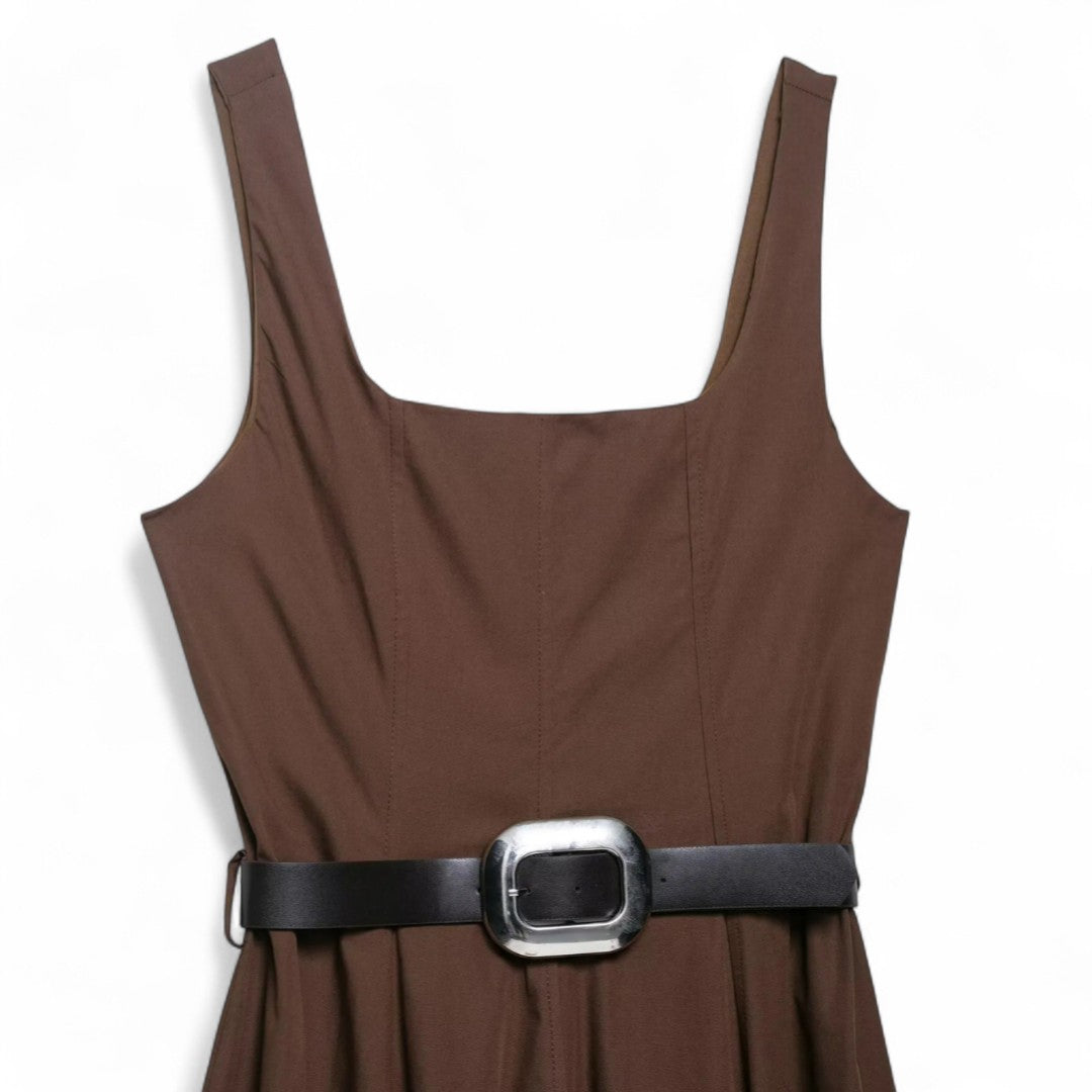 Amélie | Robe Évasée Sans Manches avec Ceinture Structurante