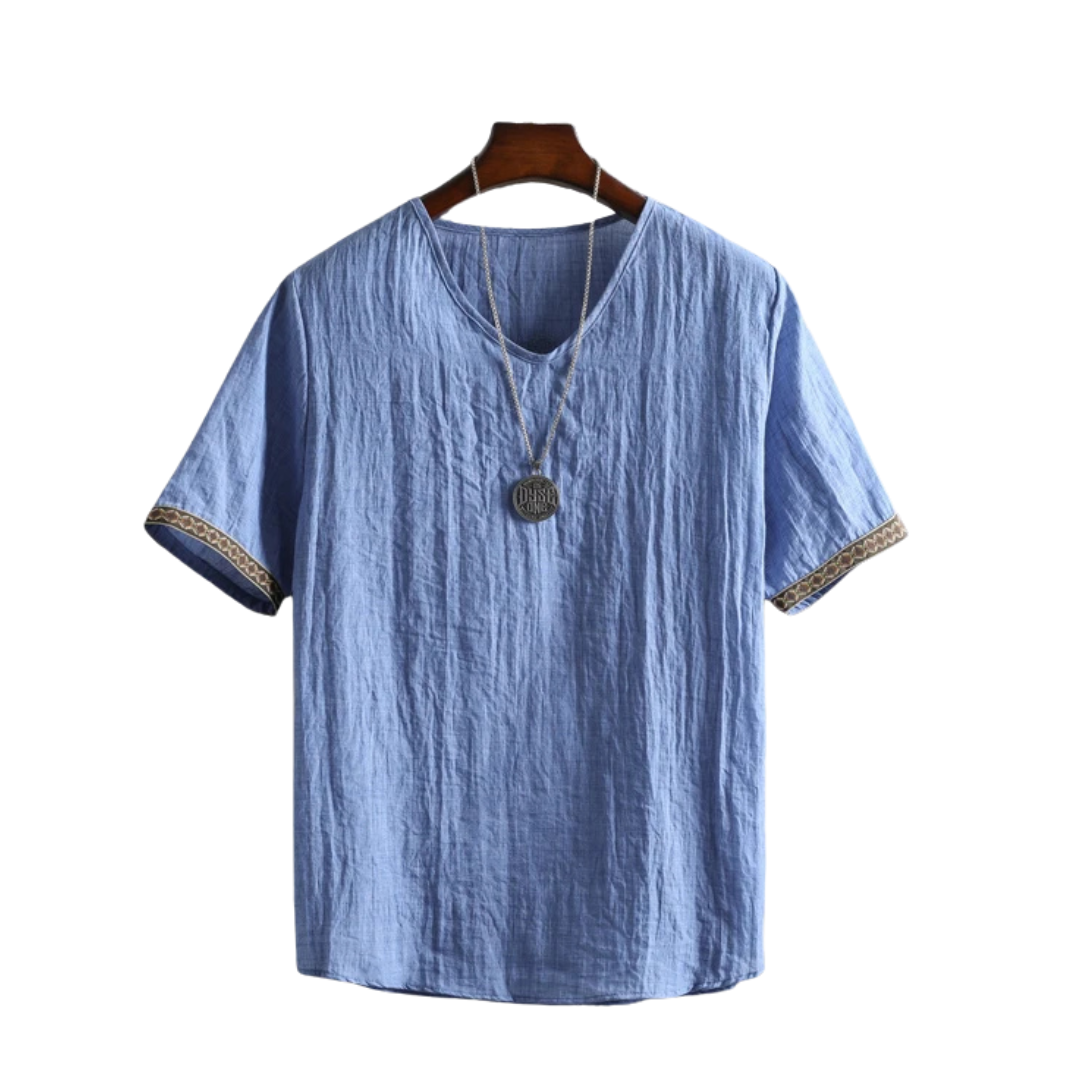 Jasper | Chemise en lin bohème à manches courtes