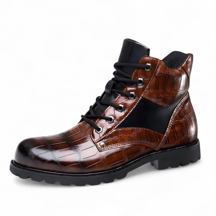 Marc | Bottines de Combat à Motif Crocodile avec Touche Urbaine