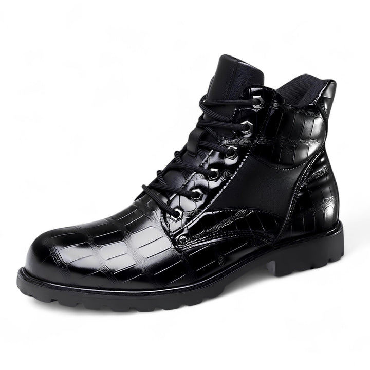 Marc | Bottines de Combat à Motif Crocodile avec Touche Urbaine