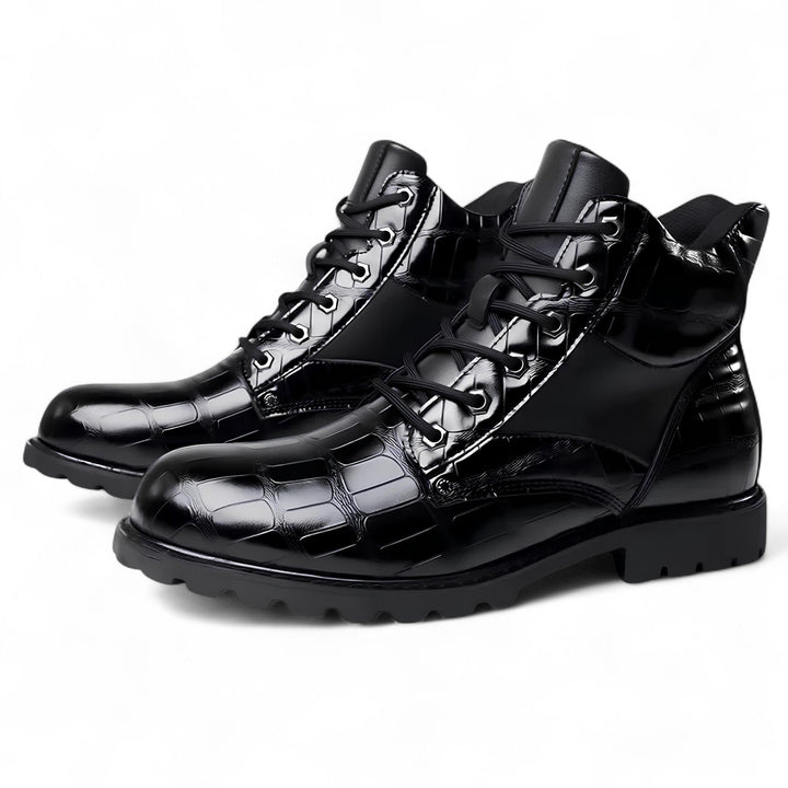 Marc | Bottines de Combat à Motif Crocodile avec Touche Urbaine
