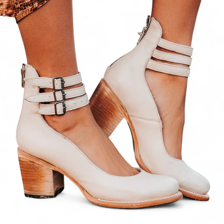 Élodie | Escarpins à Talons Bloc avec Brides Cheville Triples