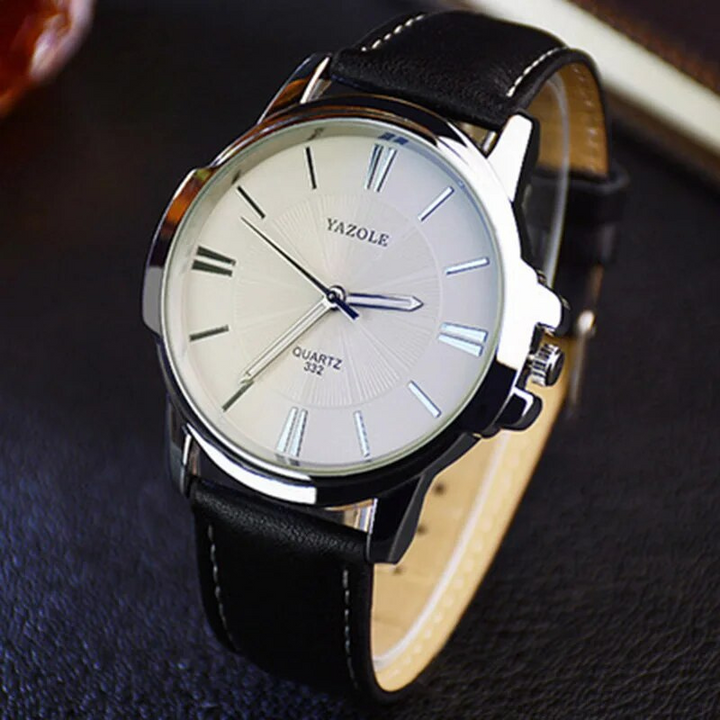 Van Baerle® - Montre en cuir et verre bleu luxueux