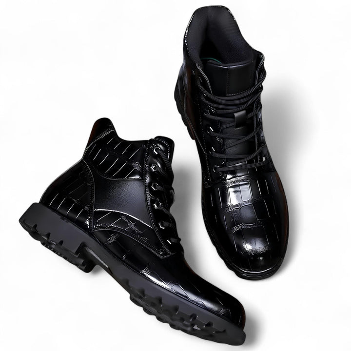 Marc | Bottines de Combat à Motif Crocodile avec Touche Urbaine
