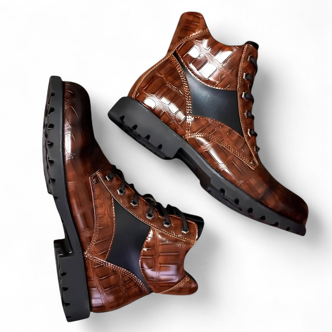 Marc | Bottines de Combat à Motif Crocodile avec Touche Urbaine