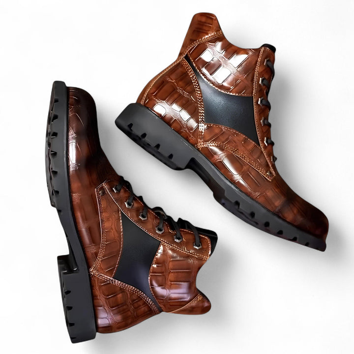 Marc | Bottines de Combat à Motif Crocodile avec Touche Urbaine