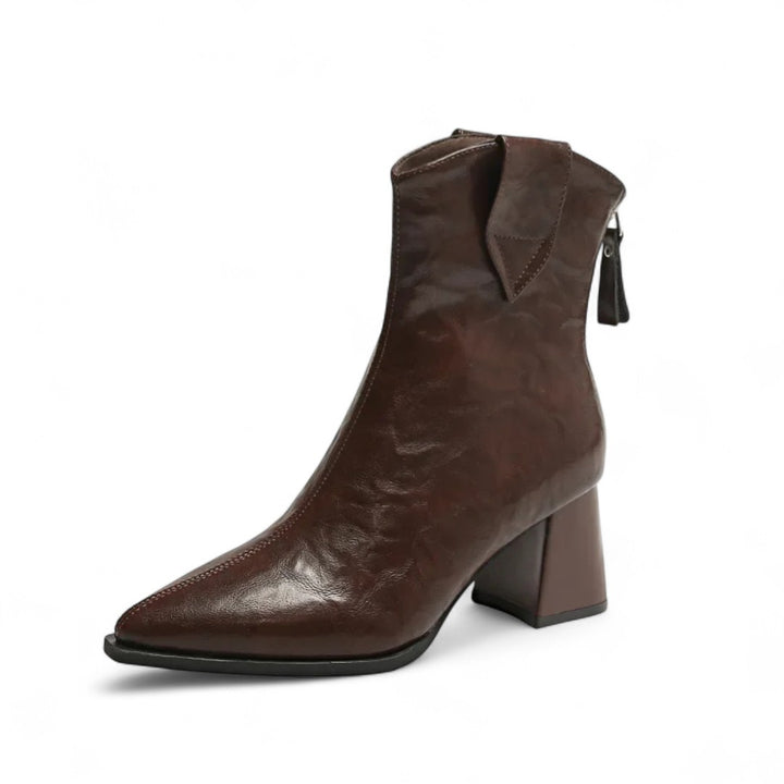 Noémie | Bottines à talon carré effet cuir grainé