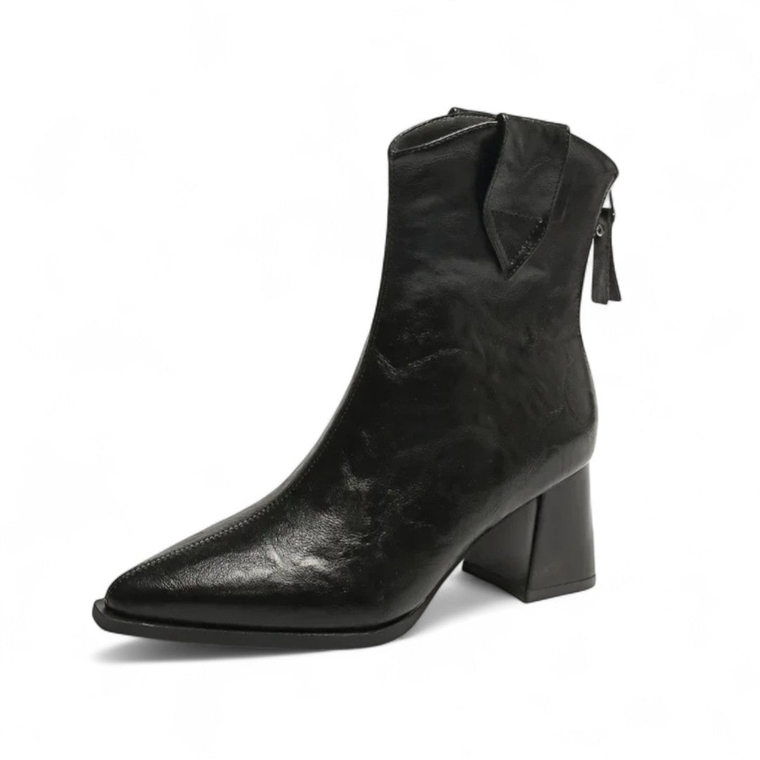 Noémie | Bottines à talon carré effet cuir grainé