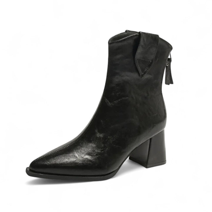 Noémie | Bottines à talon carré effet cuir grainé