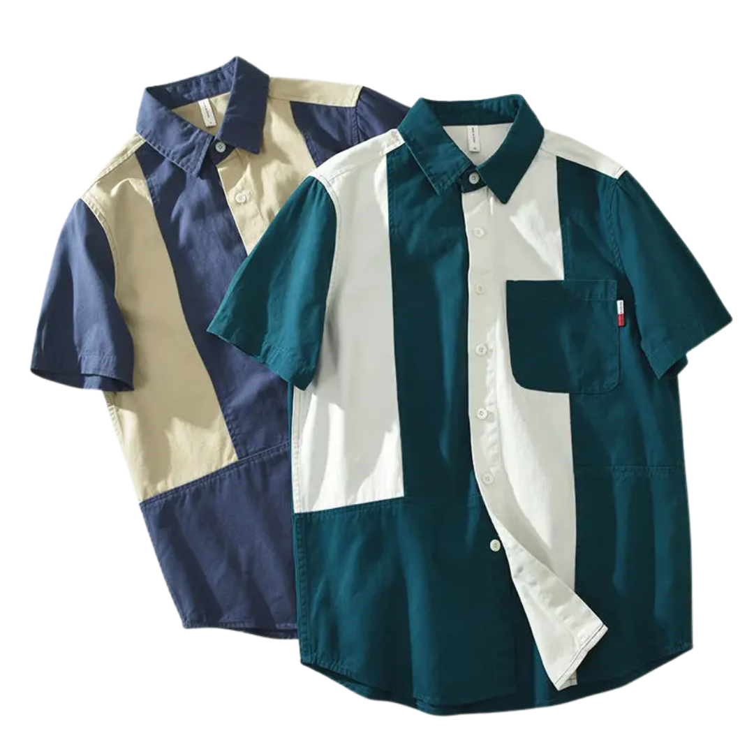 Chemise à panneaux bicolores Trent avec coupe décontractée