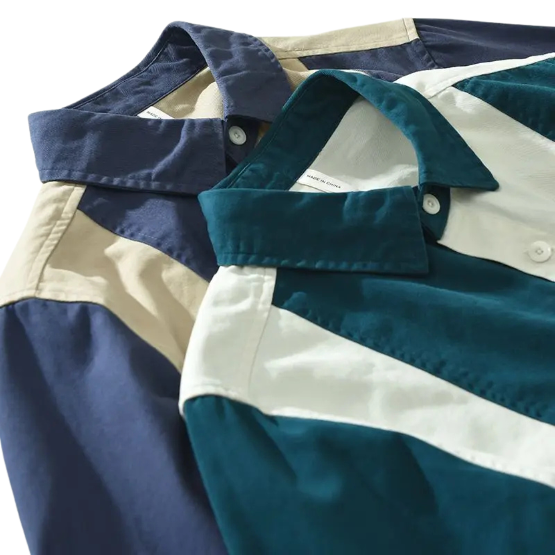 Chemise à panneaux bicolores Trent avec coupe décontractée