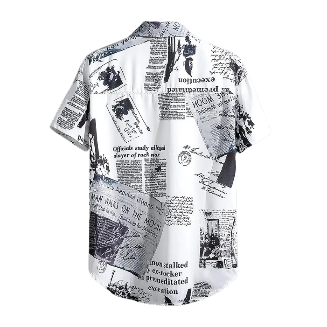 Chemise en papier journal graphique Mitchell avec touche vintage