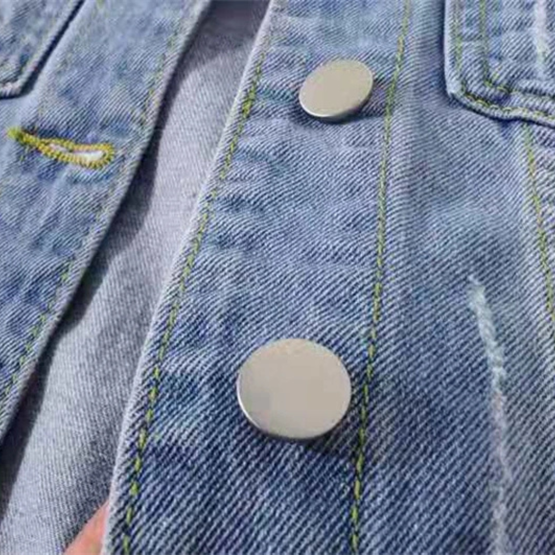 Océane | Veste en Jean Décontractée à Manches Revers