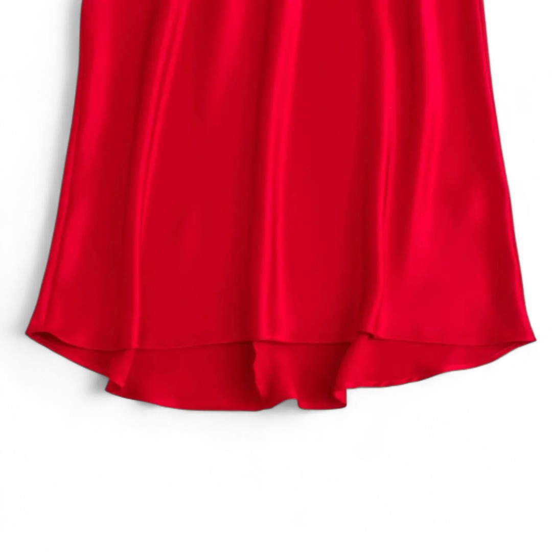Isabelle | Robe dos nu satinée rouge