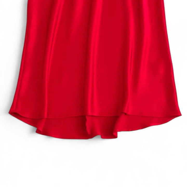 Isabelle | Robe dos nu satinée rouge