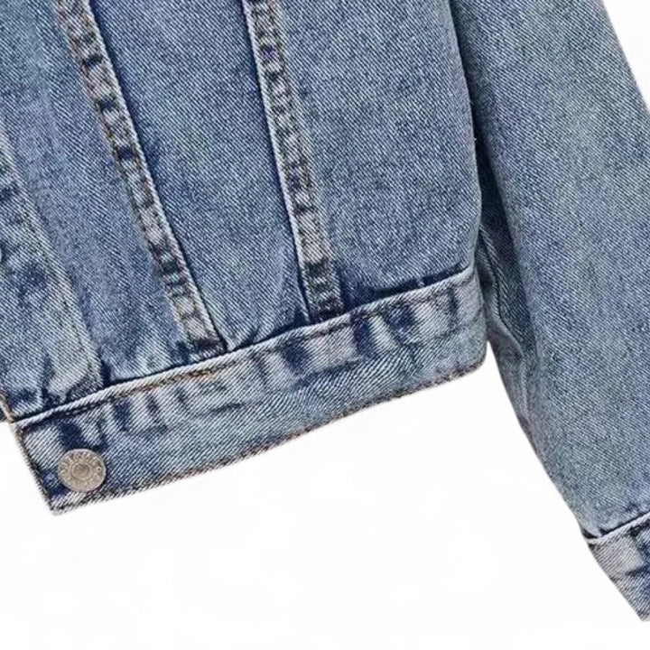 Camélia | Veste en jean ornée de perles