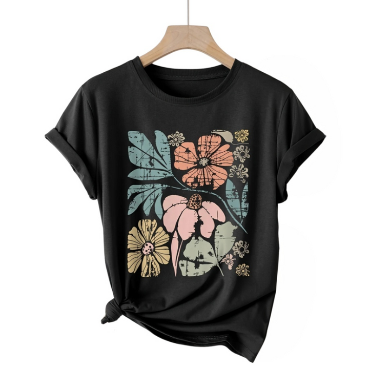 Poppy | T-shirt à motif floral lavé pour femmes