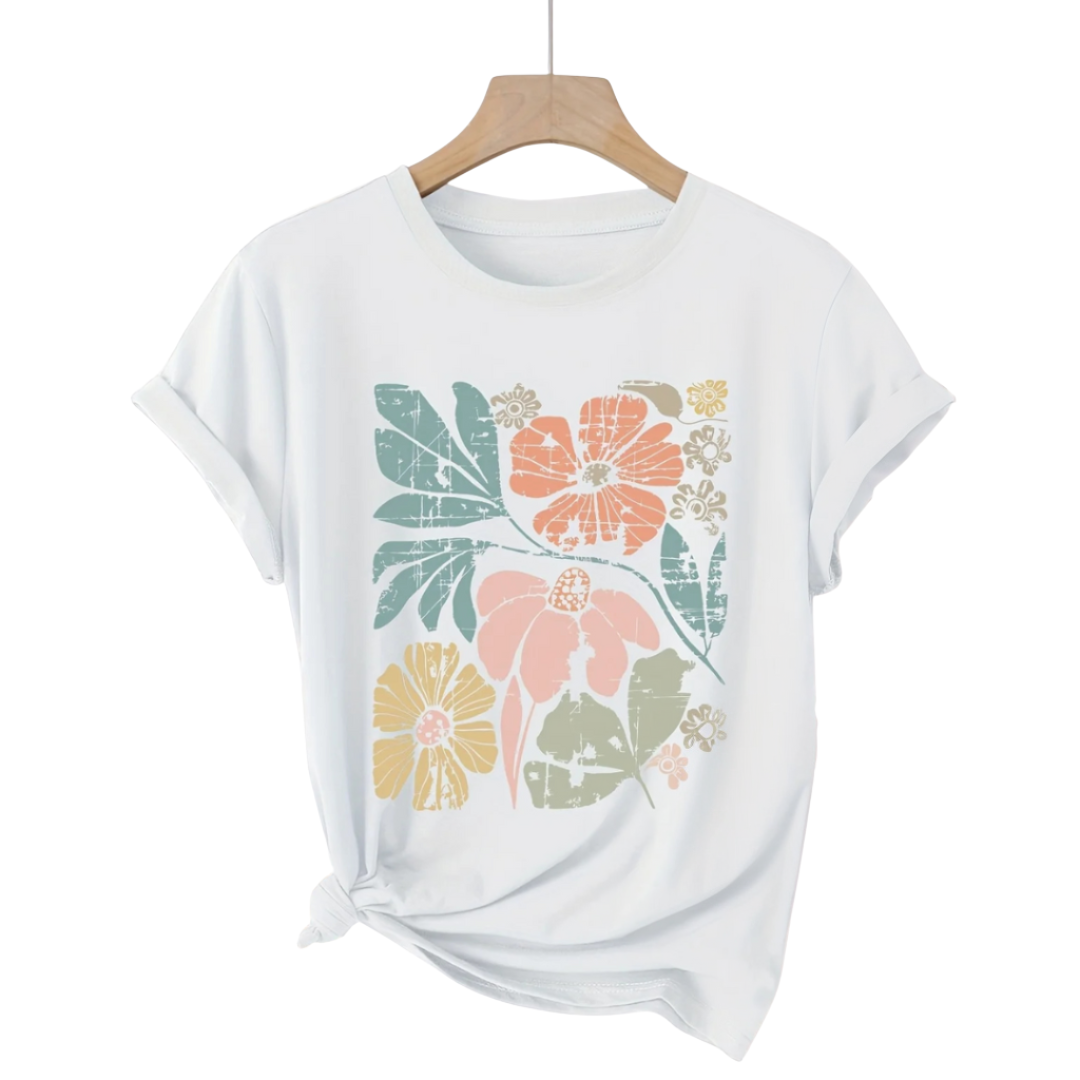 Poppy | T-shirt à motif floral lavé pour femmes