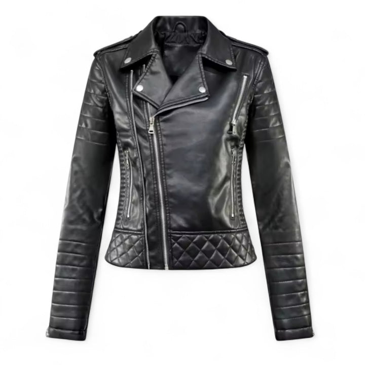 Léna | Veste biker en simili cuir matelassé
