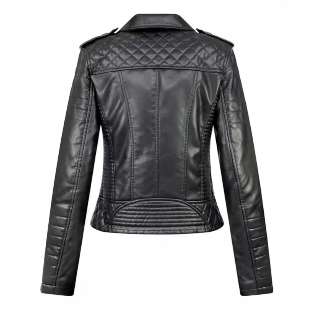 Léna | Veste biker en simili cuir matelassé