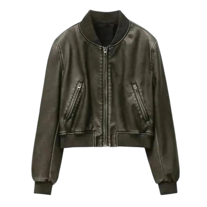 Margaux | Blouson Bombers Zippé en Simili Cuir