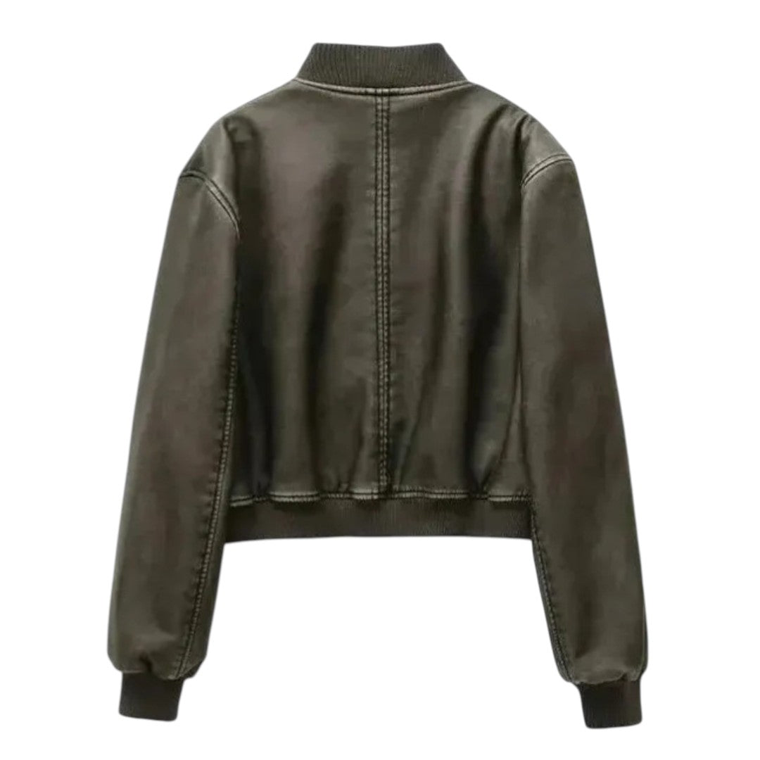 Margaux | Blouson Bombers Zippé en Simili Cuir