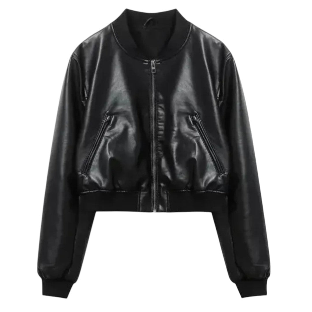 Margaux | Blouson Bombers Zippé en Simili Cuir