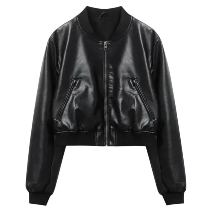 Margaux | Blouson Bombers Zippé en Simili Cuir