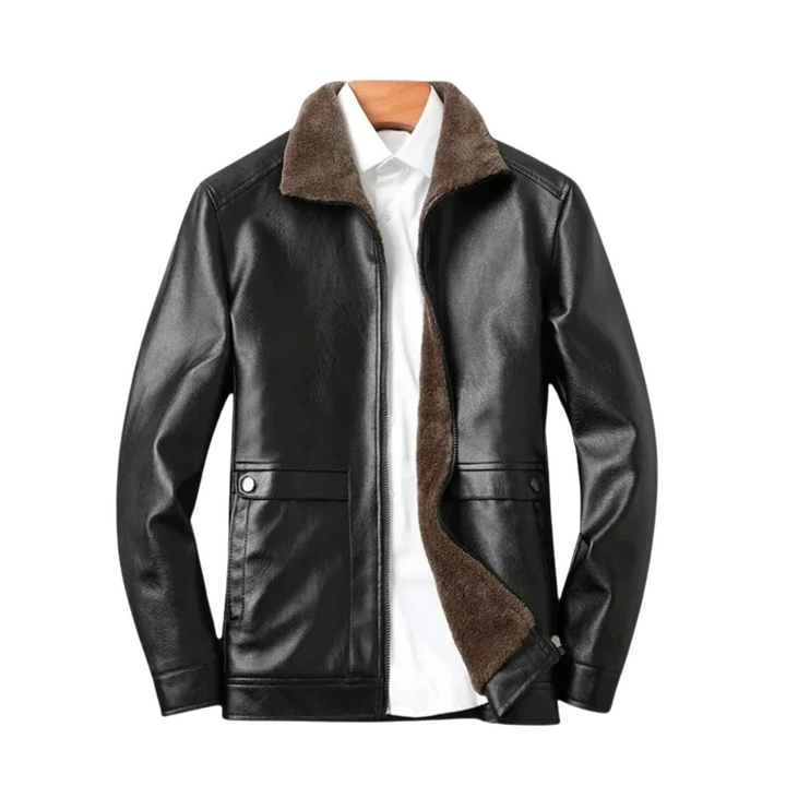 Jasper | Veste en cuir avec doublure en fourrure chaude