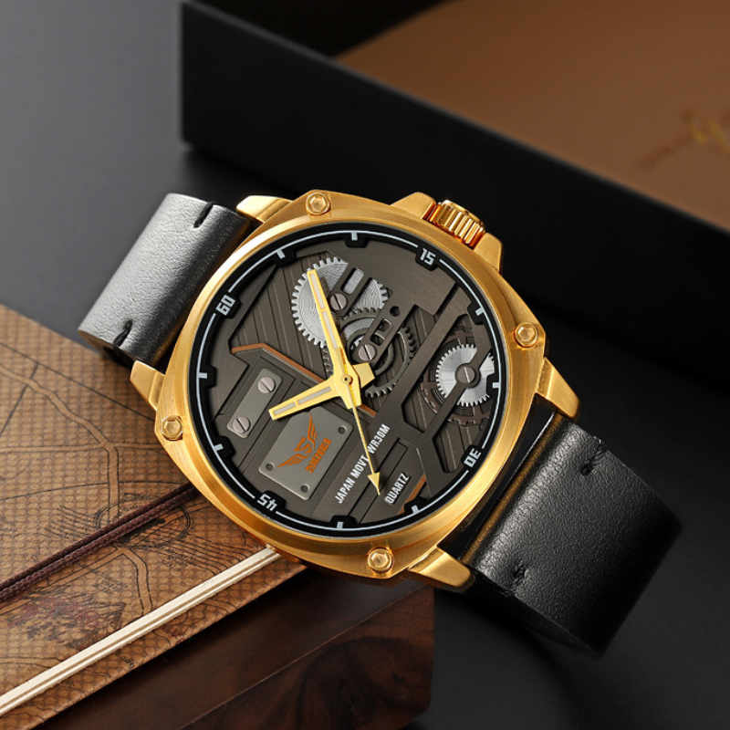 van Baerle® – Montre pour Homme en Cuir Quartz