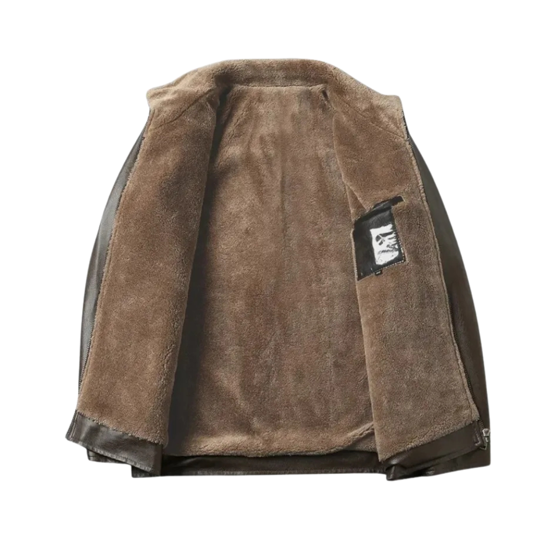 Jasper | Veste en cuir avec doublure en fourrure chaude