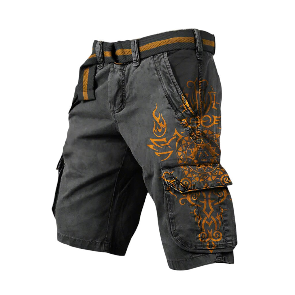 Zac | Short cargo tactique tribal avec ceinture intégrée