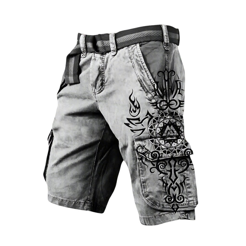 Zac | Short cargo tactique tribal avec ceinture intégrée