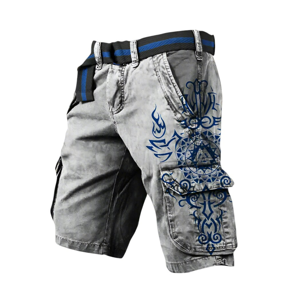 Zac | Short cargo tactique tribal avec ceinture intégrée