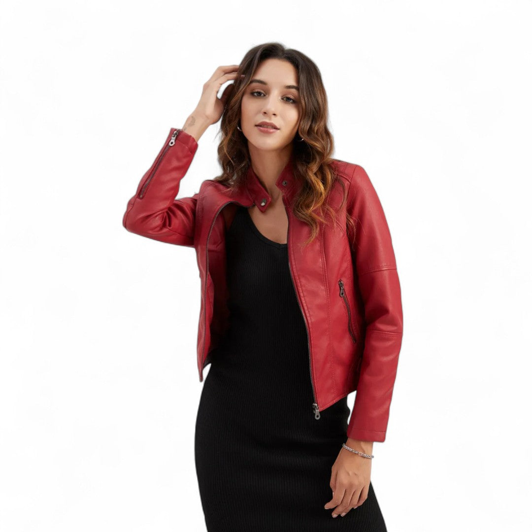 Clémence | Veste Motard Cintrée en Similicuir