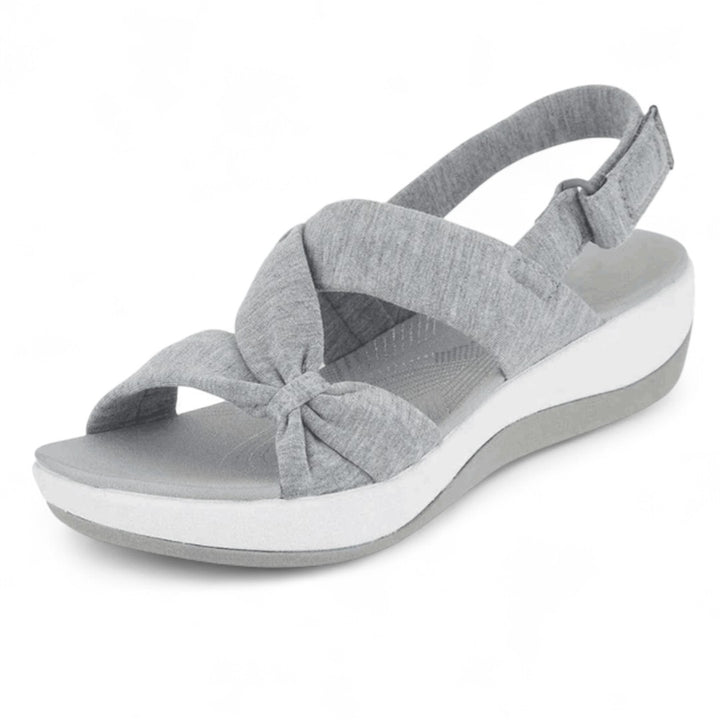 Élodie | Sandales en tissu noué à semelle compensée