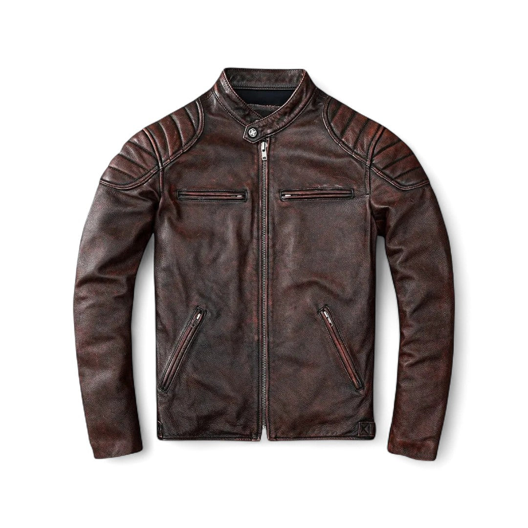 Jack | Veste en cuir structurée avec patine vintage