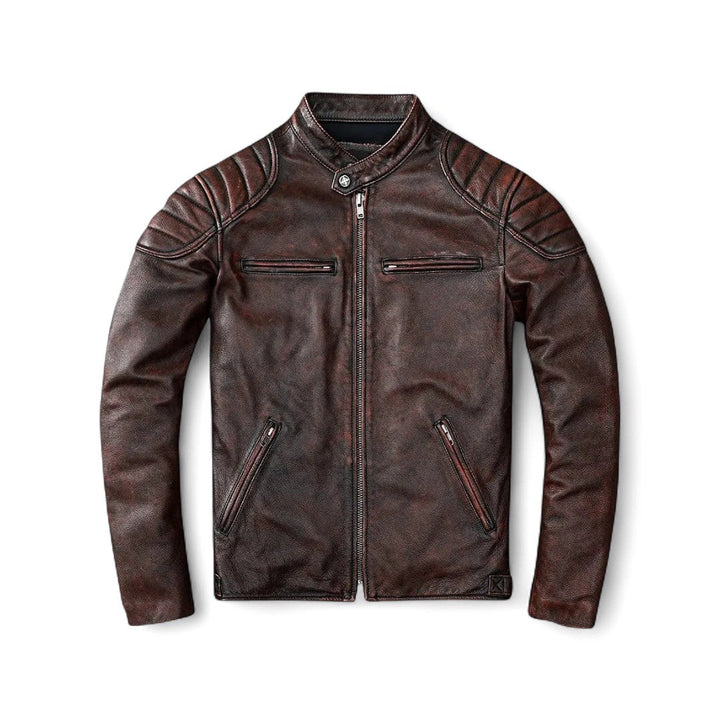 Jack | Veste en cuir structurée avec patine vintage