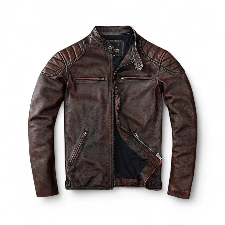 Jack | Veste en cuir structurée avec patine vintage