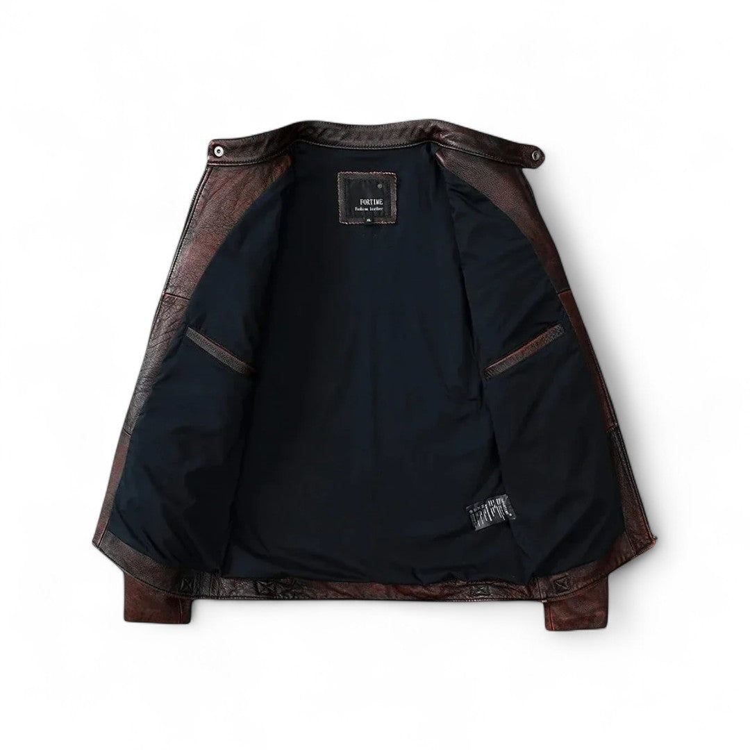 Jack | Veste en cuir structurée avec patine vintage