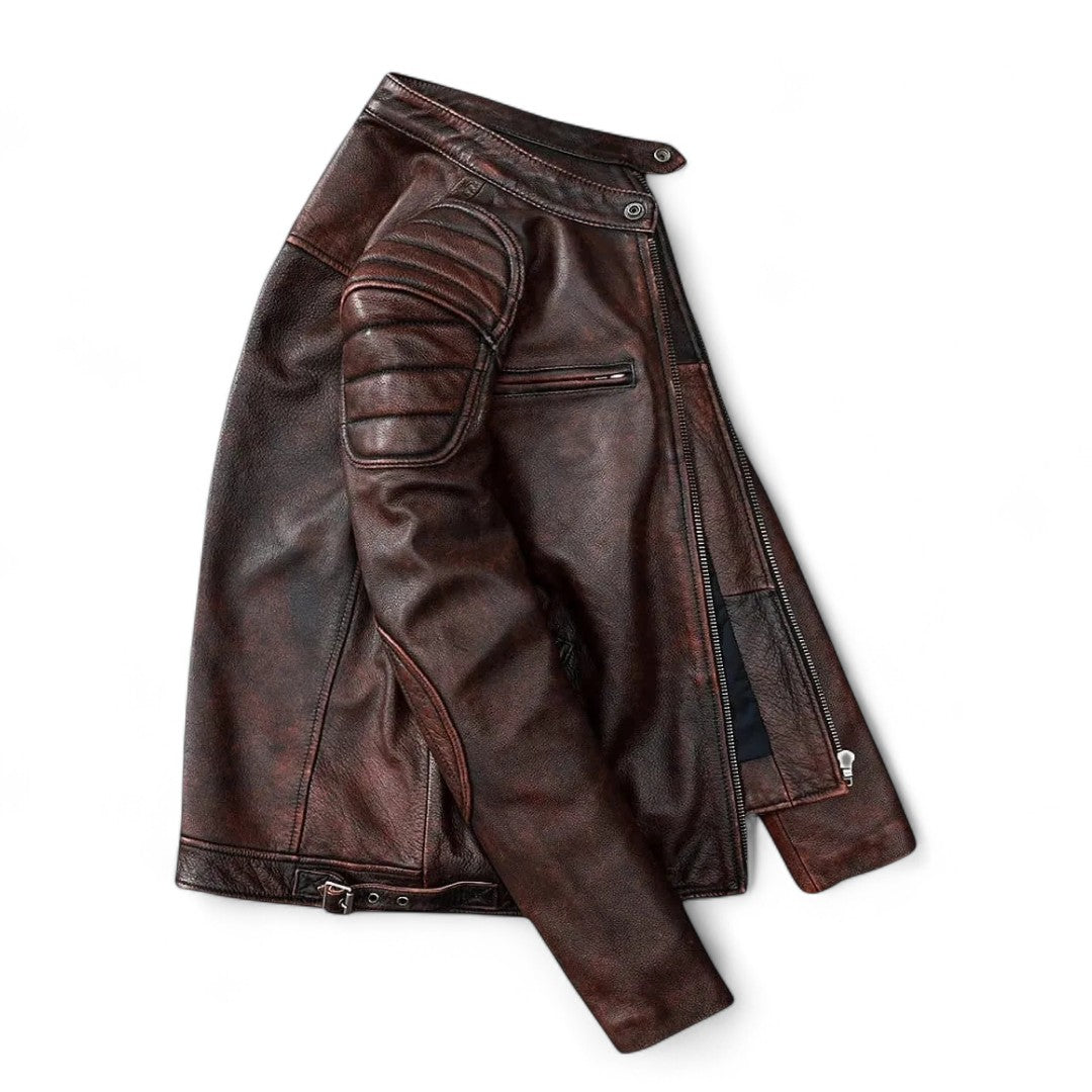 Jack | Veste en cuir structurée avec patine vintage