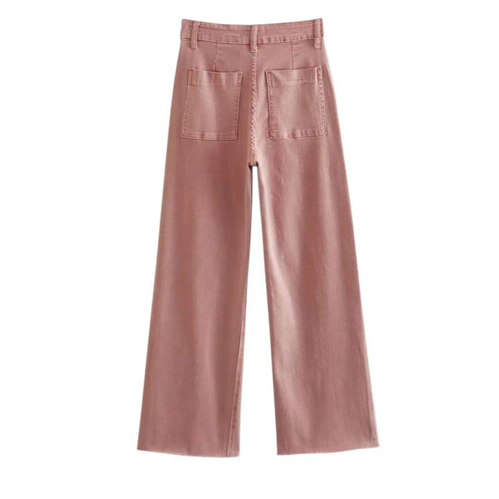 Jean à taille haute et jambes évasées Ruby avec poches arrière patch