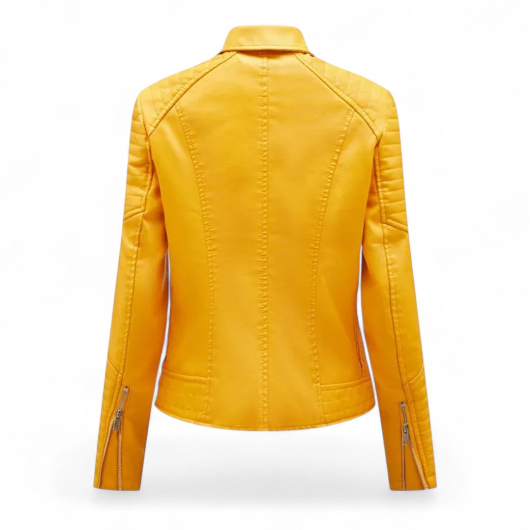 Aurélie | Veste Biker Courte en Similicuir Matelassé