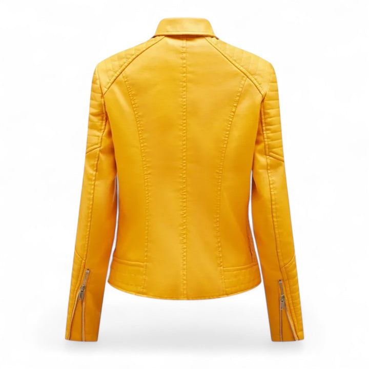 Aurélie | Veste Biker Courte en Similicuir Matelassé