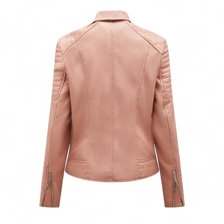 Aurélie | Veste Biker Courte en Similicuir Matelassé