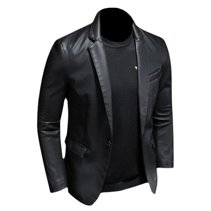 Alvaro | Blazer en cuir noir élégant pour une touche sophistiquée