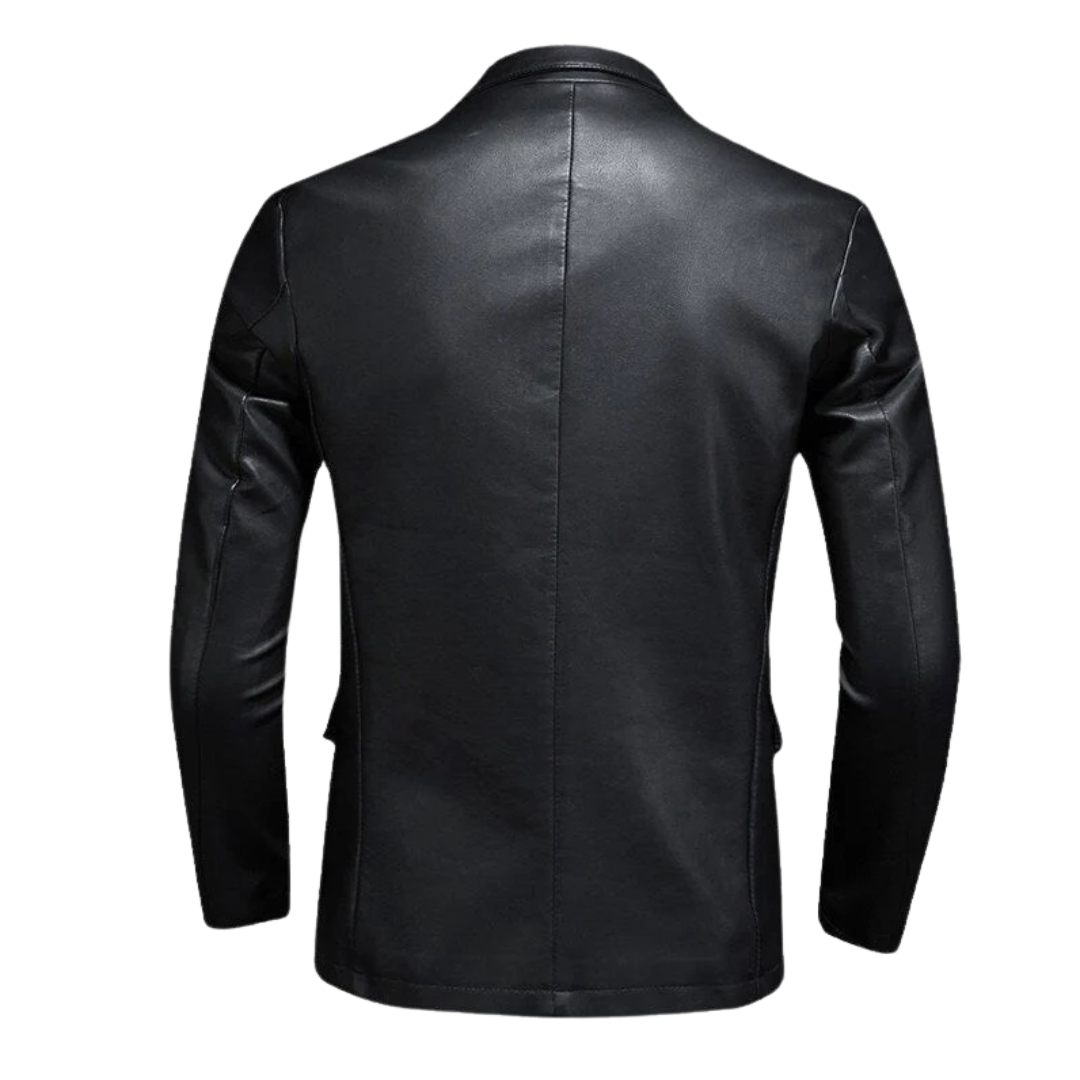 Alvaro | Blazer en cuir noir élégant pour une touche sophistiquée