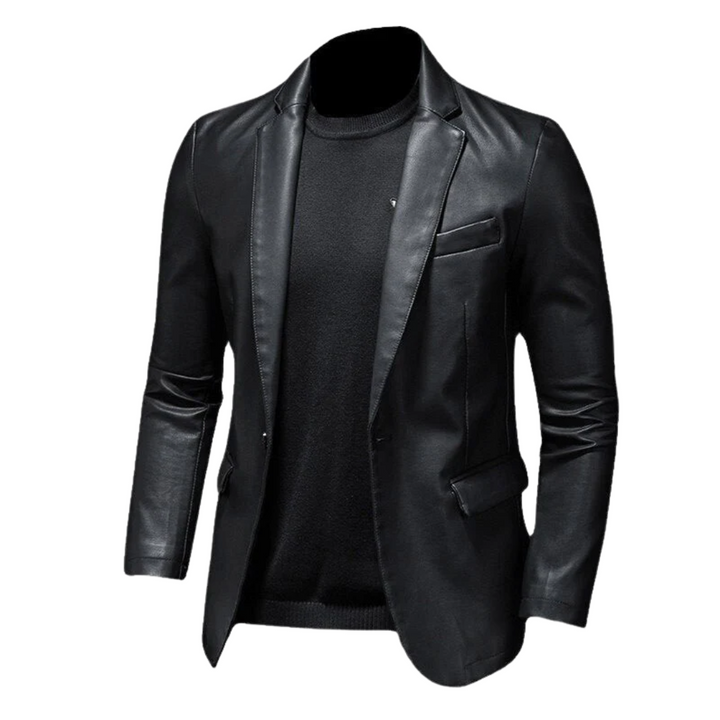 Alvaro | Blazer en cuir noir élégant pour une touche sophistiquée